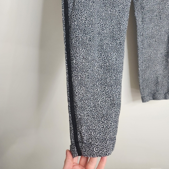 The Kooples Linen Blend Black Printed Fitted Jogger Trousers Size 48 - Picture 7 of 16